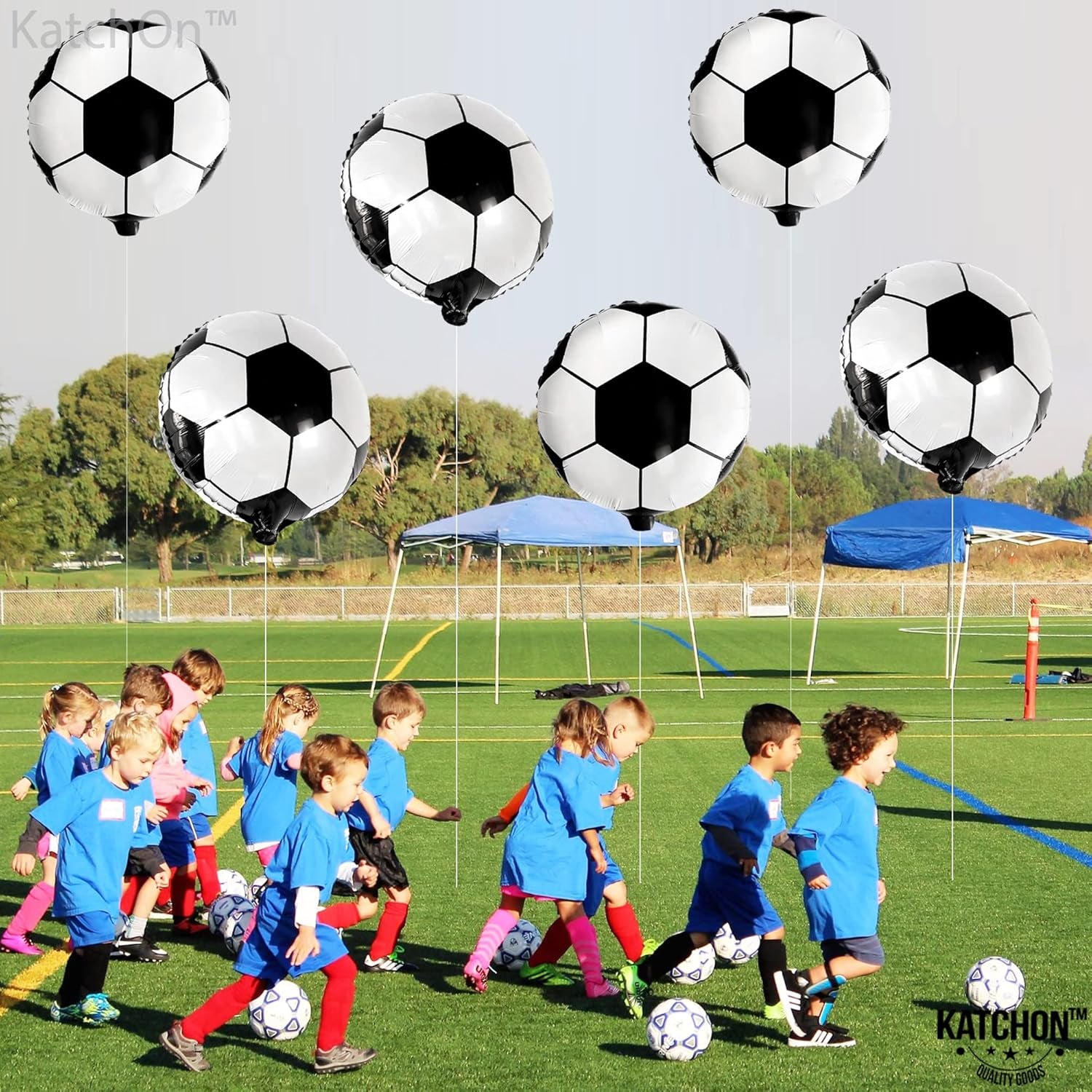 ,Huge Soccer Ball Balloons - 18 Inch-Pack of 6 | Soccer Birthday Party Decorations | Soccer Party Decorations | Soccer Balloons | Soccer Decorations for Party | Black and White Balloons