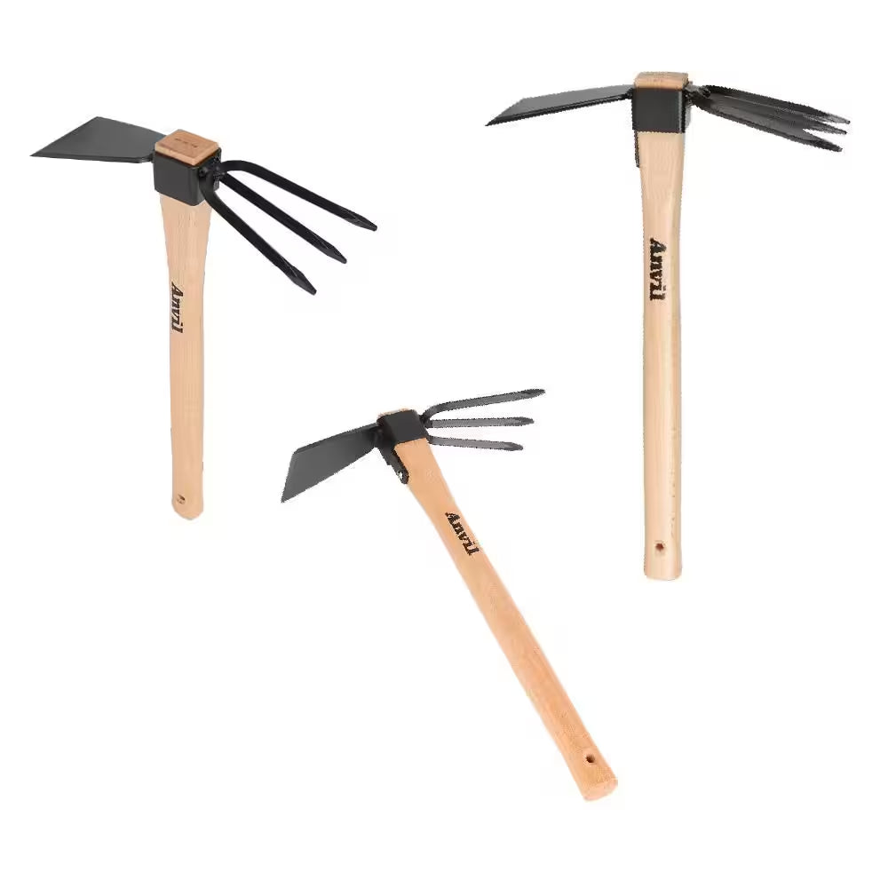 14-2/5 In. Wood Handle Digging Hoe/Cultivator Combo