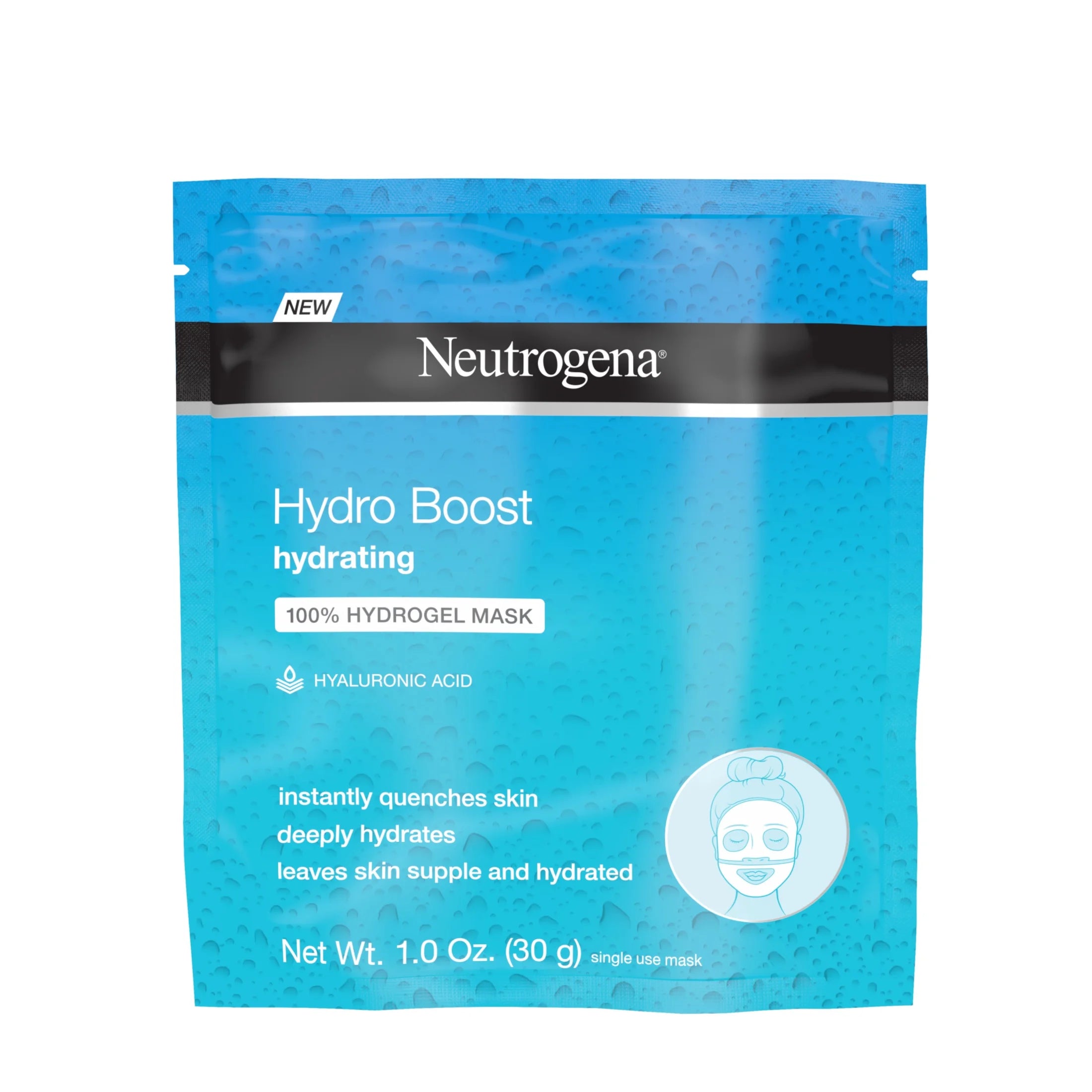 (4 Pack)  Hydro Boost Hydrating Face Mask, Hyaluronic Acid Face Sheet Mask, 1 Oz