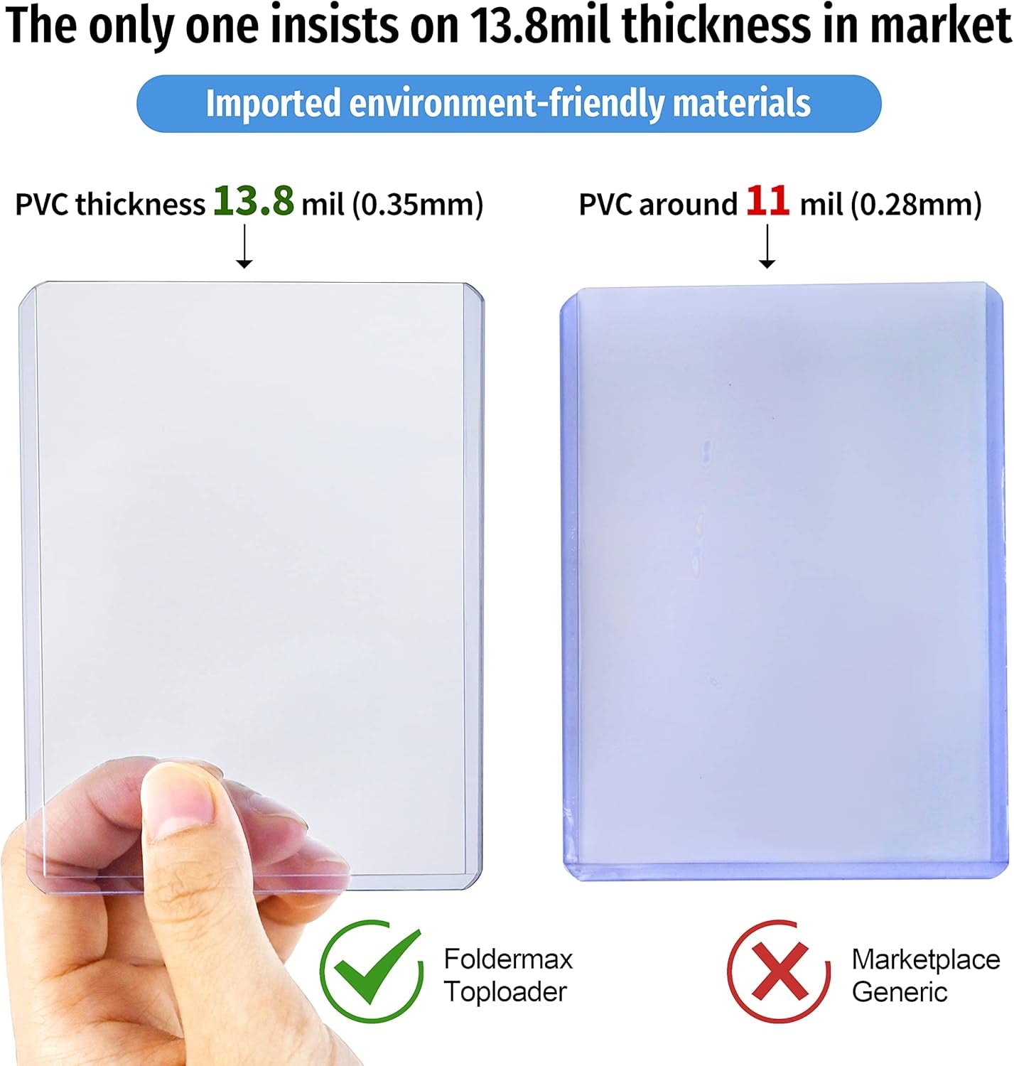 100 Toploaders for Cards,35Pt Toploader Card Protector, 3" X 4" Hard Plastic Card Sleeves, Baseball Card Protector, Topload Card Holder for Collectible Trading Cards Sports Cards MTG