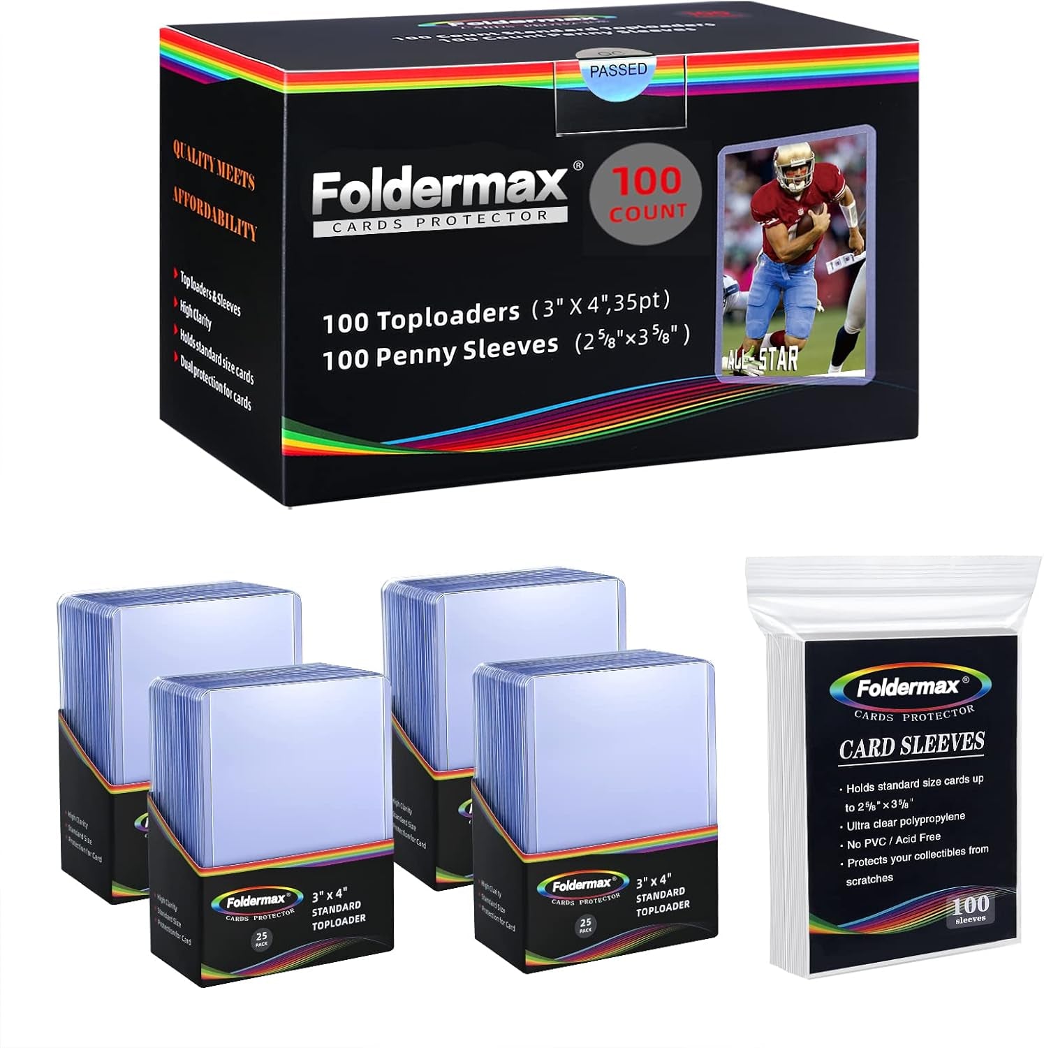 100 Toploaders for Cards,35Pt Toploader Card Protector, 3" X 4" Hard Plastic Card Sleeves, Baseball Card Protector, Topload Card Holder for Collectible Trading Cards Sports Cards MTG