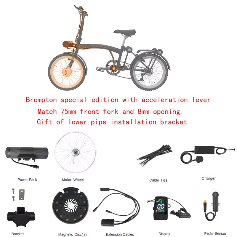 Brompton Special Edition E-Bike Kits E-Bike Conversion Kits 36V10AH Battery,For Bike to Electric Bike Upgrade Kit