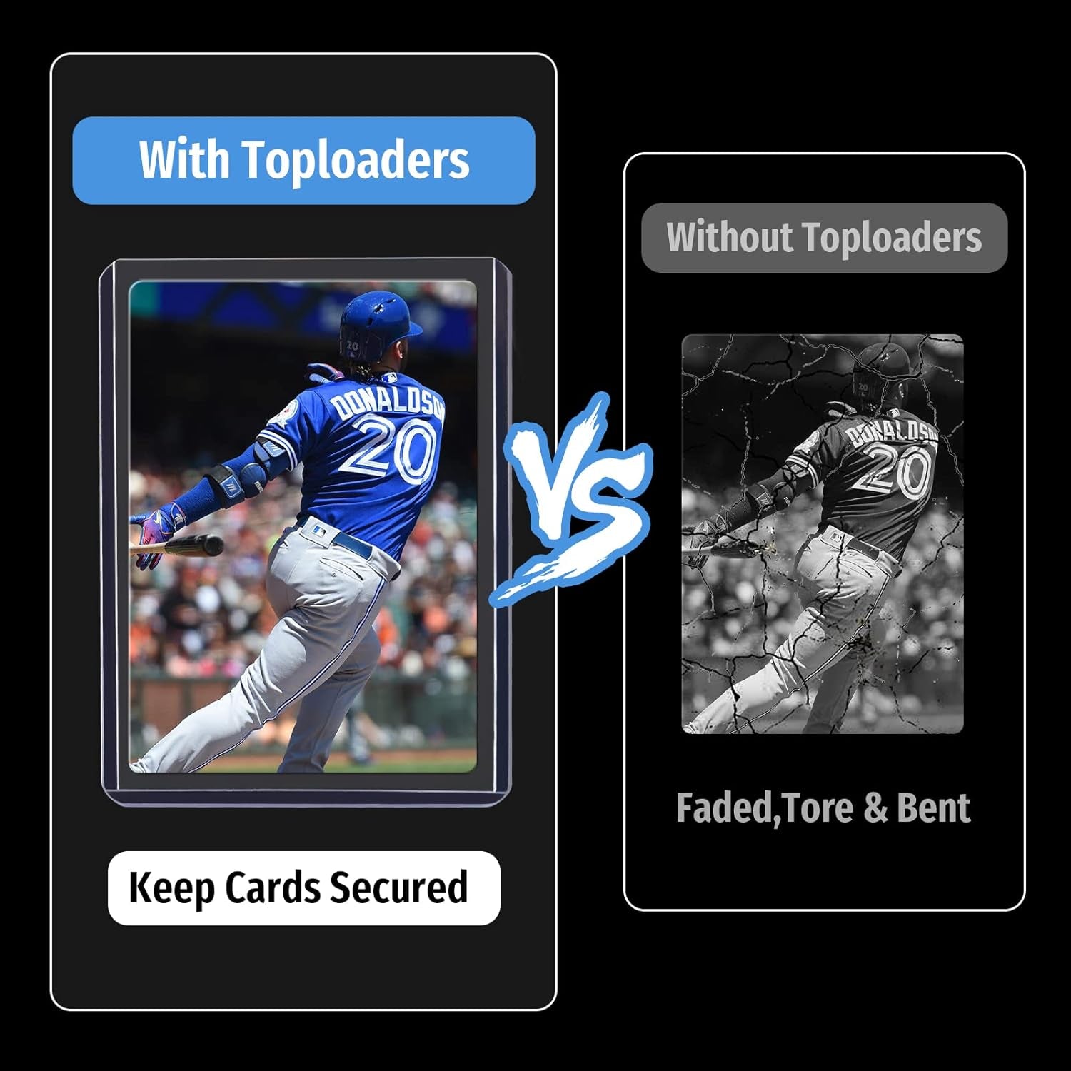 100 Toploaders for Cards,35Pt Toploader Card Protector, 3" X 4" Hard Plastic Card Sleeves, Baseball Card Protector, Topload Card Holder for Collectible Trading Cards Sports Cards MTG