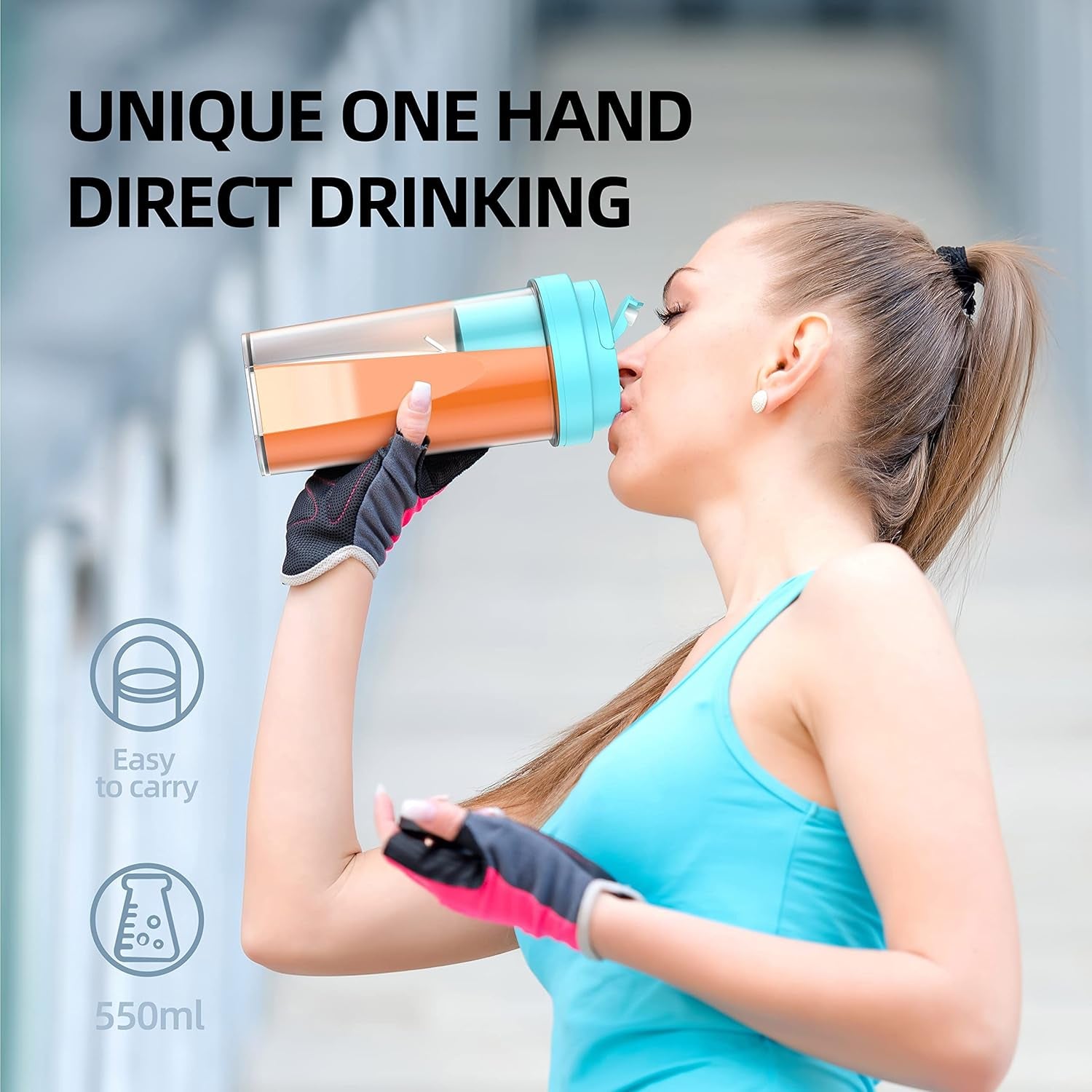 Portable Blender, 550Ml Personal Size Blender for Shakes and Smoothies, Portable Blender Fruit Rechargeable with USB, Travel Blender with Six Blades, Juicer Cup for Gym, Travel (White)