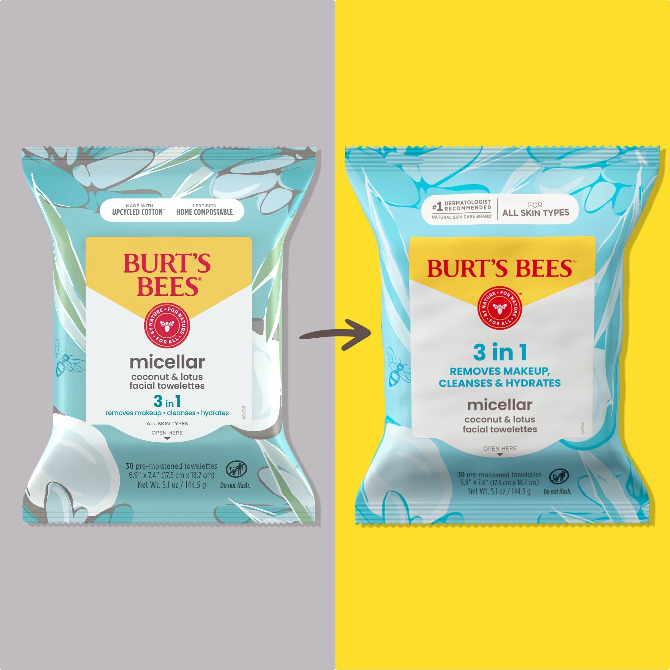 (3 Pack)  Micellar Coconut and Lotus Facial Towelettes, 30 Count