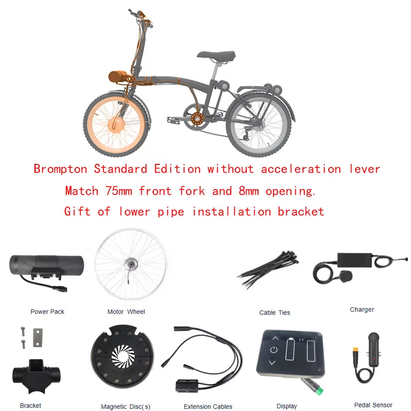 Brompton Special Edition E-Bike Kits E-Bike Conversion Kits 36V10AH Battery,For Bike to Electric Bike Upgrade Kit