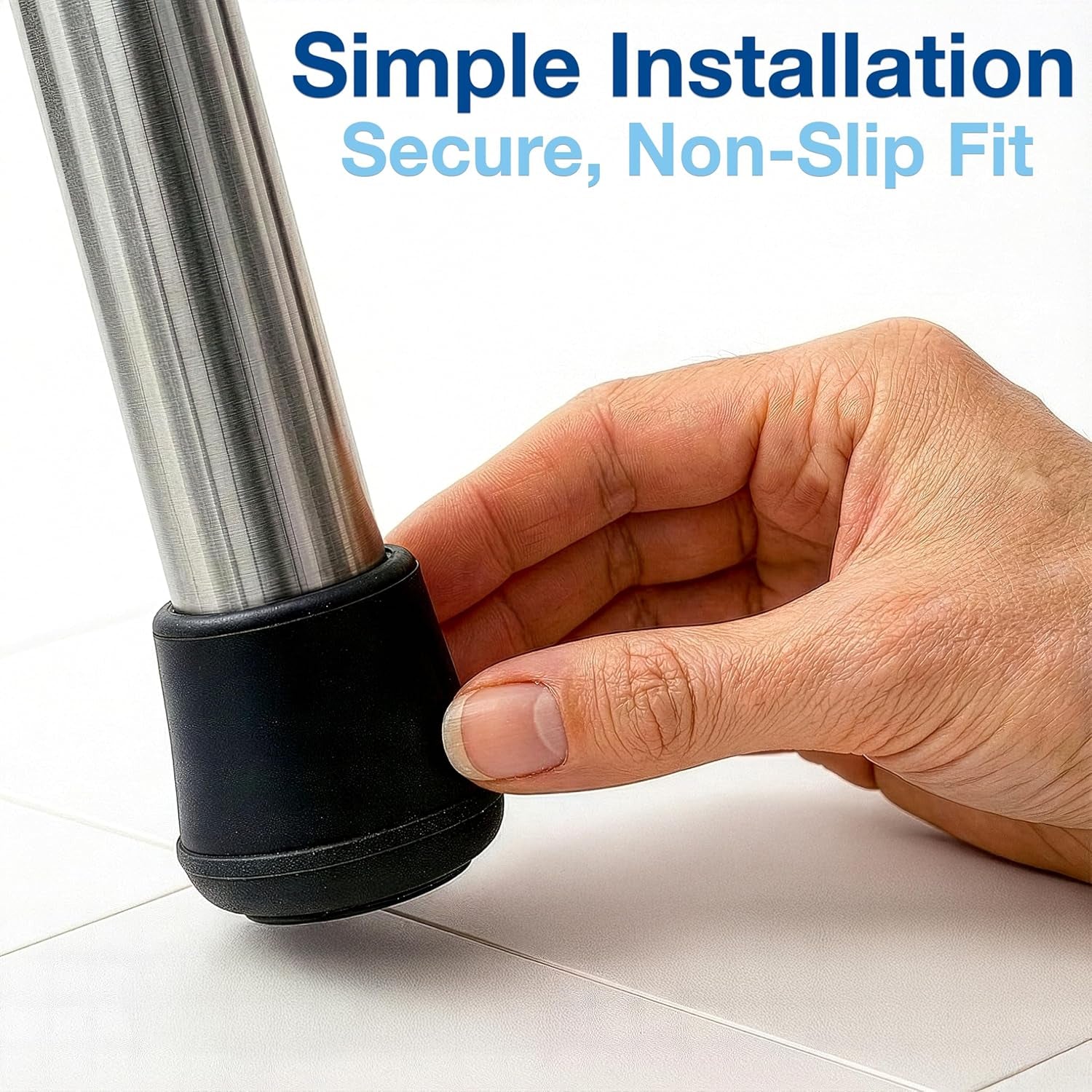 1/2" round Non-Marking Rubber Slip-On Chair Leg Tips, Nonslip Protective Furniture Leg Caps for Chairs, Stools, and Tables on Hard Surfaces, Set of 4, Black