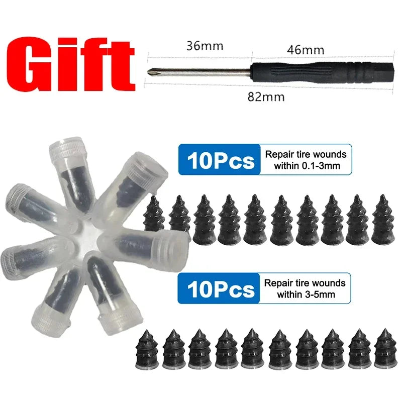 10/20/30Pcs Car Vacuum Tyre Repair Nail Set Motorcycle Tire Puncture Repair Kit for Auto Bike Tubeless Tire Repair Rubber Nails
