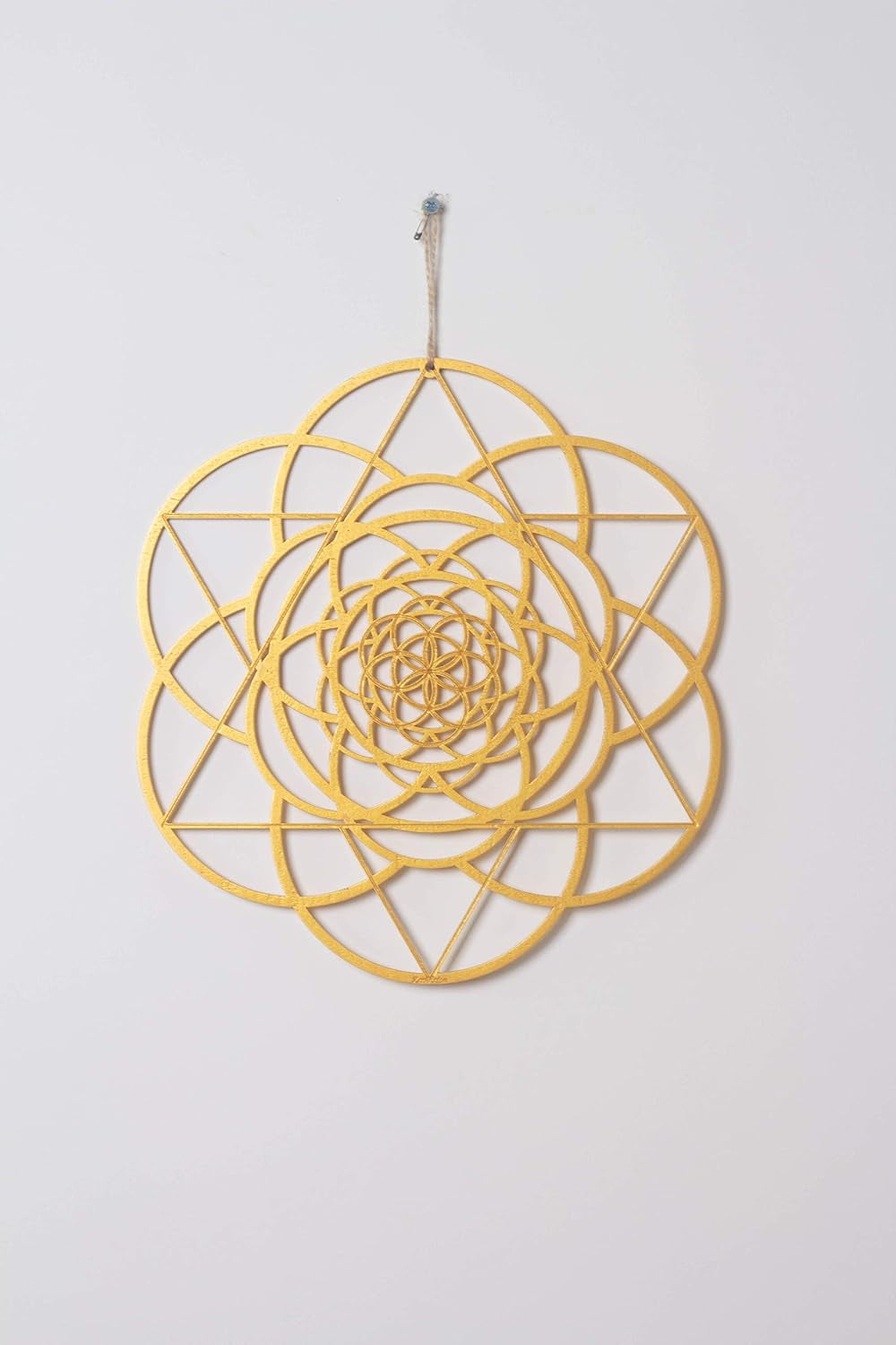 13.5" Gold Seed of Life Wall Decor Merkabah Mandala, Sacred Geometry Wall Art Yoga Decor, Crystal Grid, Wooden Art Symbol, Meditation Decor, Spiritual Decor